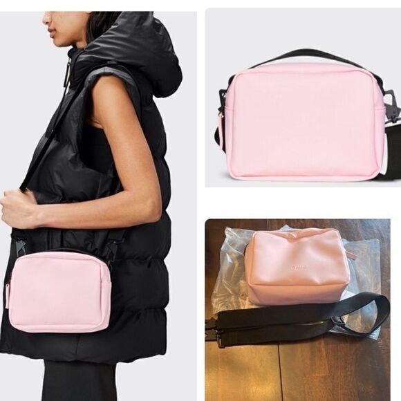 NWT RAINS Micro Box Bag Mini Crossbody Shoulder Bag Candy Pink Water Resistant - Picture 2 of 11